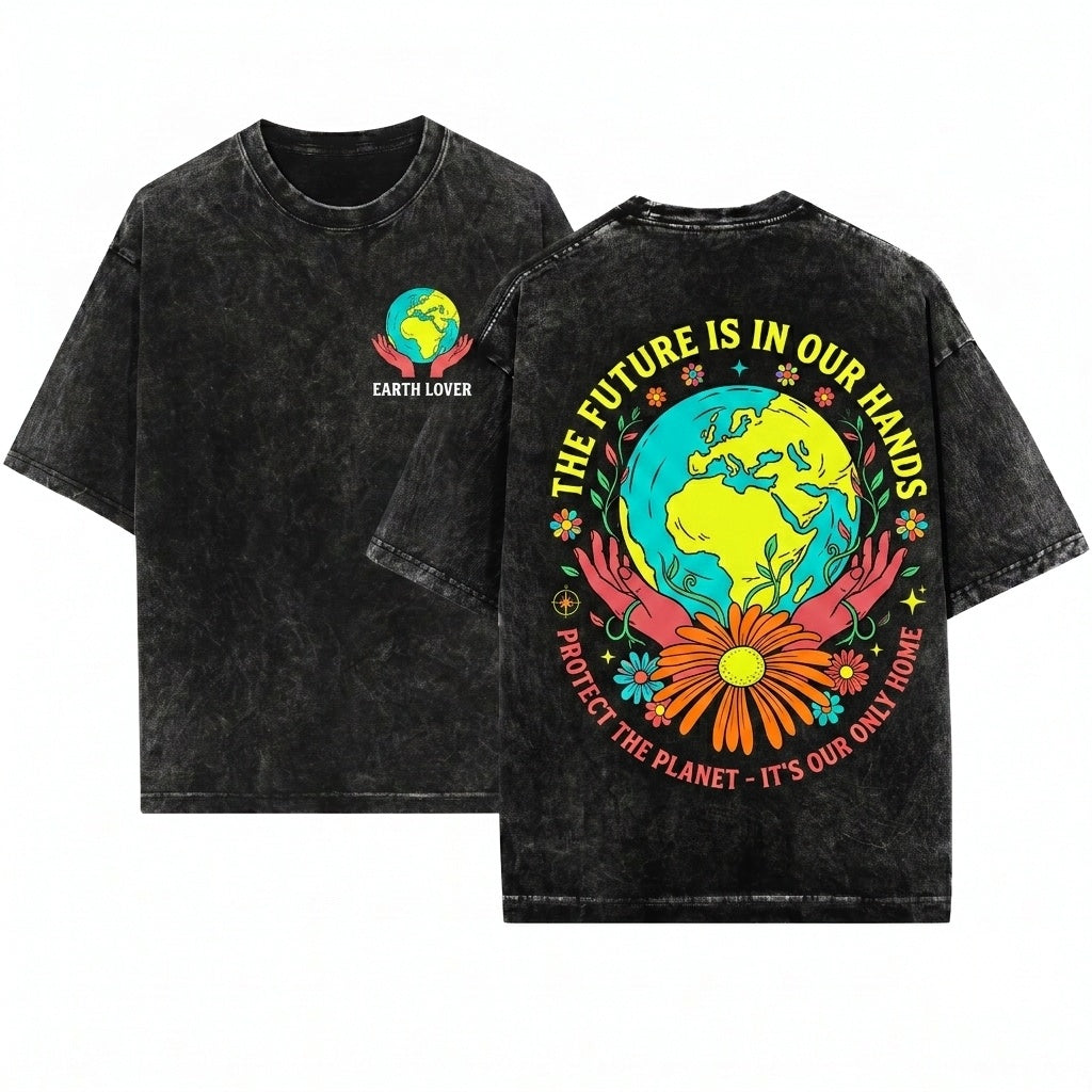 Earth Day Nature Inspired Graphic Eco Top Unisex Wash T-Shirt
