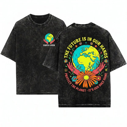 Earth Day Nature Inspired Graphic Eco Top Unisex Wash T-Shirt