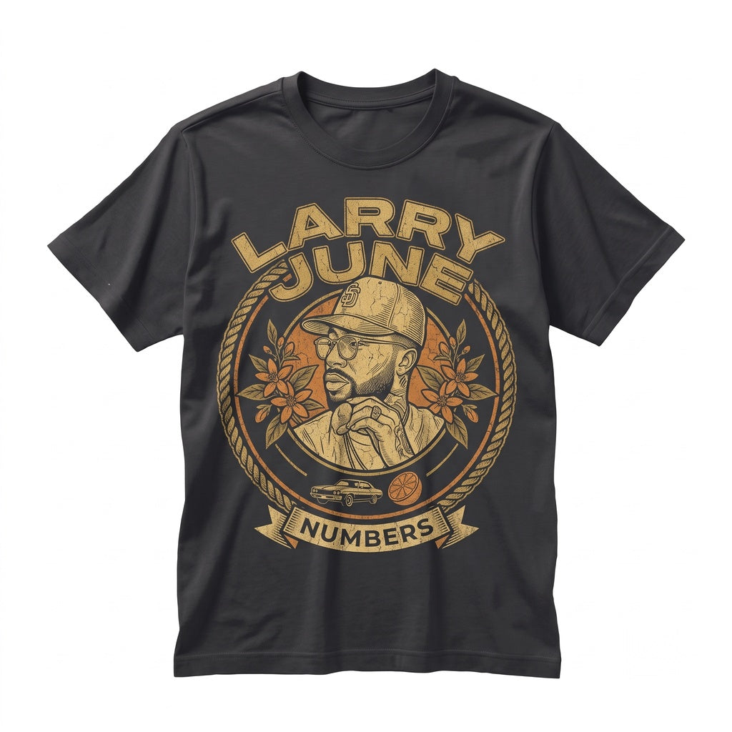 Larry June Vintage Hip Hop Orange Print Unisex TShirt