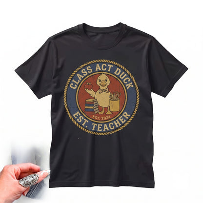 Cute Goose Teacher Graphic Tee, Whimsical Classroom School Funny Reading Education Style Top Gift Unisex TShirt