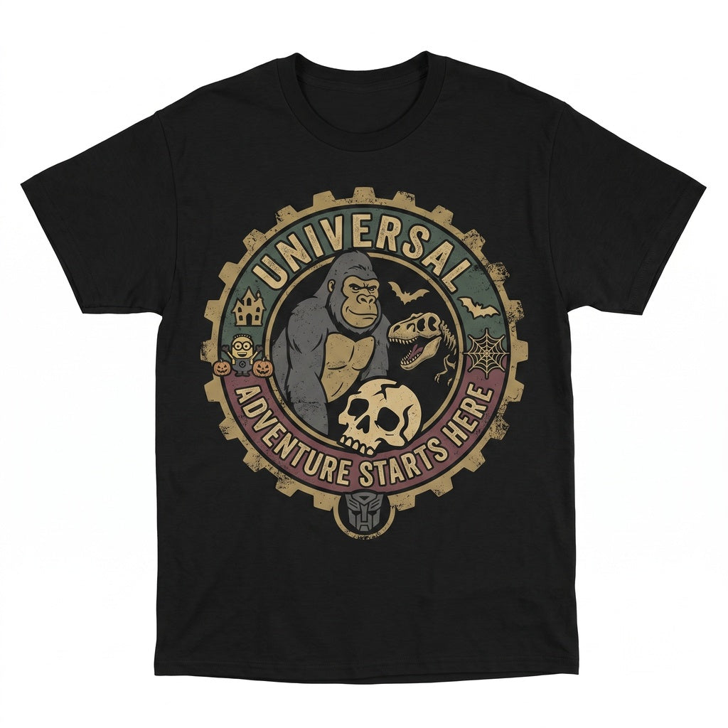 Retro Magical Theme Park Family Vacation 2026 Gift, Vintage Movie Studio Halloween Adventure Graphic Unisex TShirt