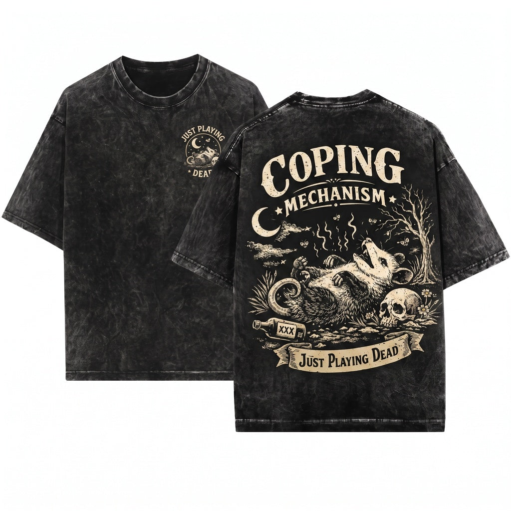 Funny Vintage Coping Mechanism Opossum Playing Dead Woodland Animal Graphic Lover Gift Unisex Wash T-Shirt