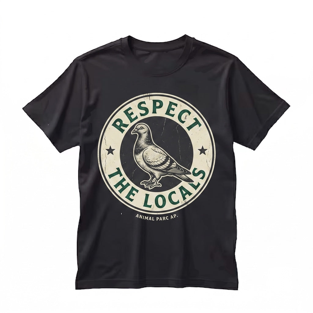 Respect The Locals Pigeon Funny Animal Lover Graphic Unisex TShirt