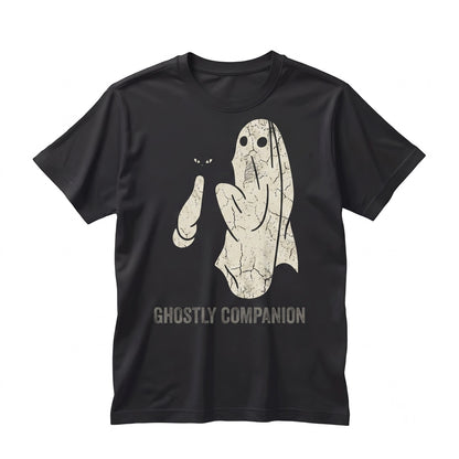 Spooky Ghost Cat Halloween Fall Pullover Graphic Apparel for Women Unisex TShirt