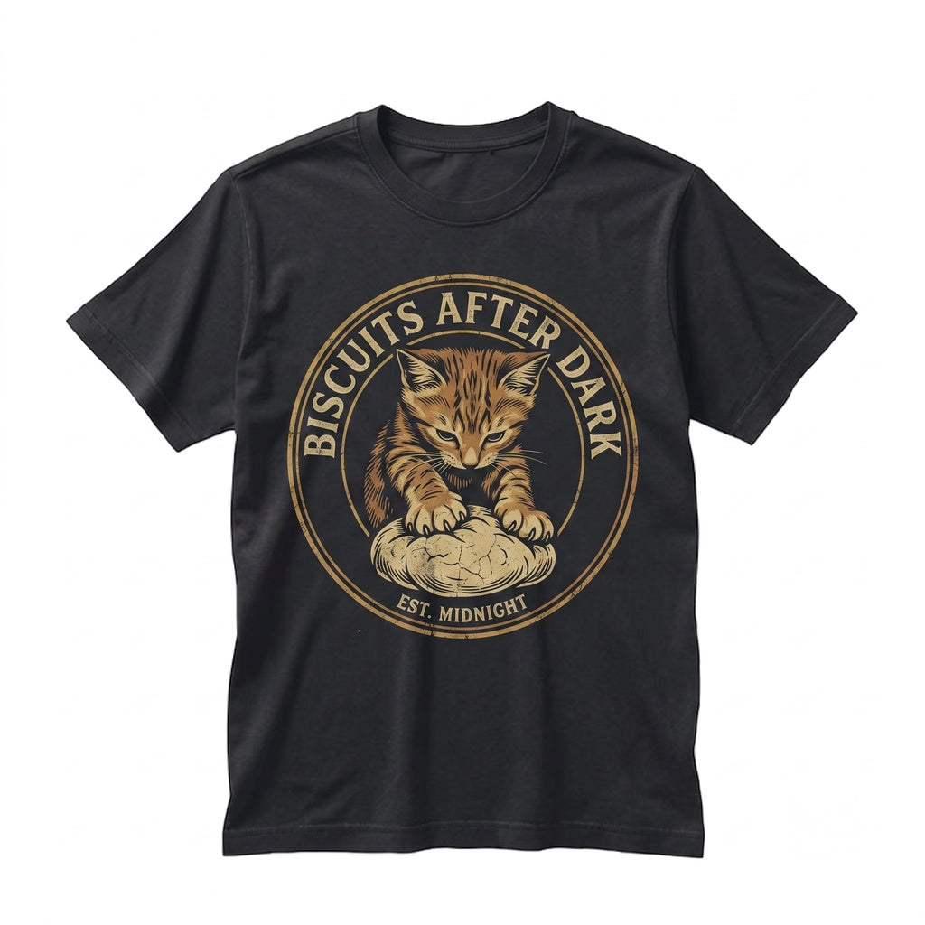 Orange Tabby Cat Baking Biscuits After Dark Graphic Kitty Kneading Lover Baker Gift Apparel Unisex TShirt