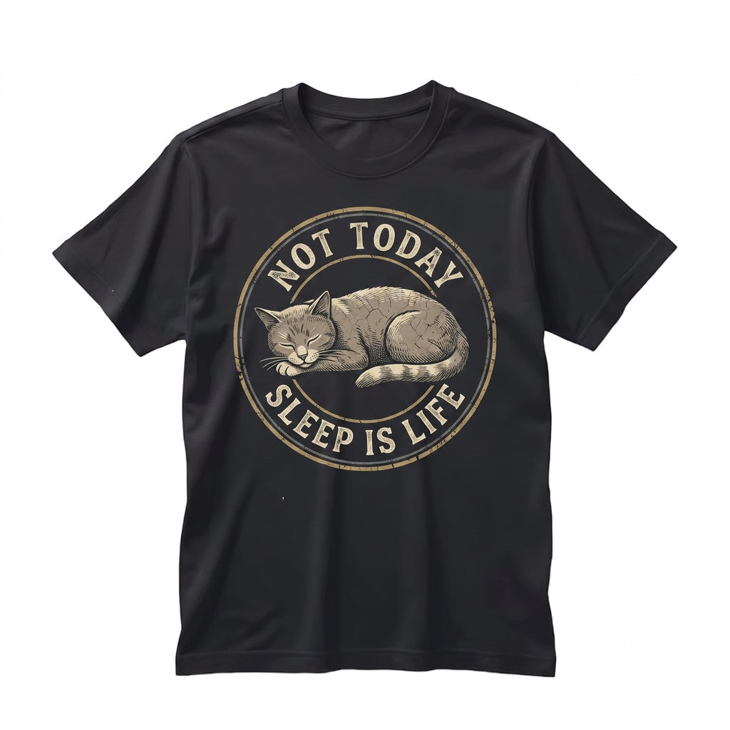 Funny Lazy Cat Not Today Graphic, Cute Minimalist Pet Lover Gift, Kitten Meme Apparel Unisex TShirt