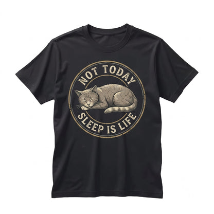 Funny Lazy Cat Not Today Graphic, Cute Minimalist Pet Lover Gift, Kitten Meme Apparel Unisex TShirt