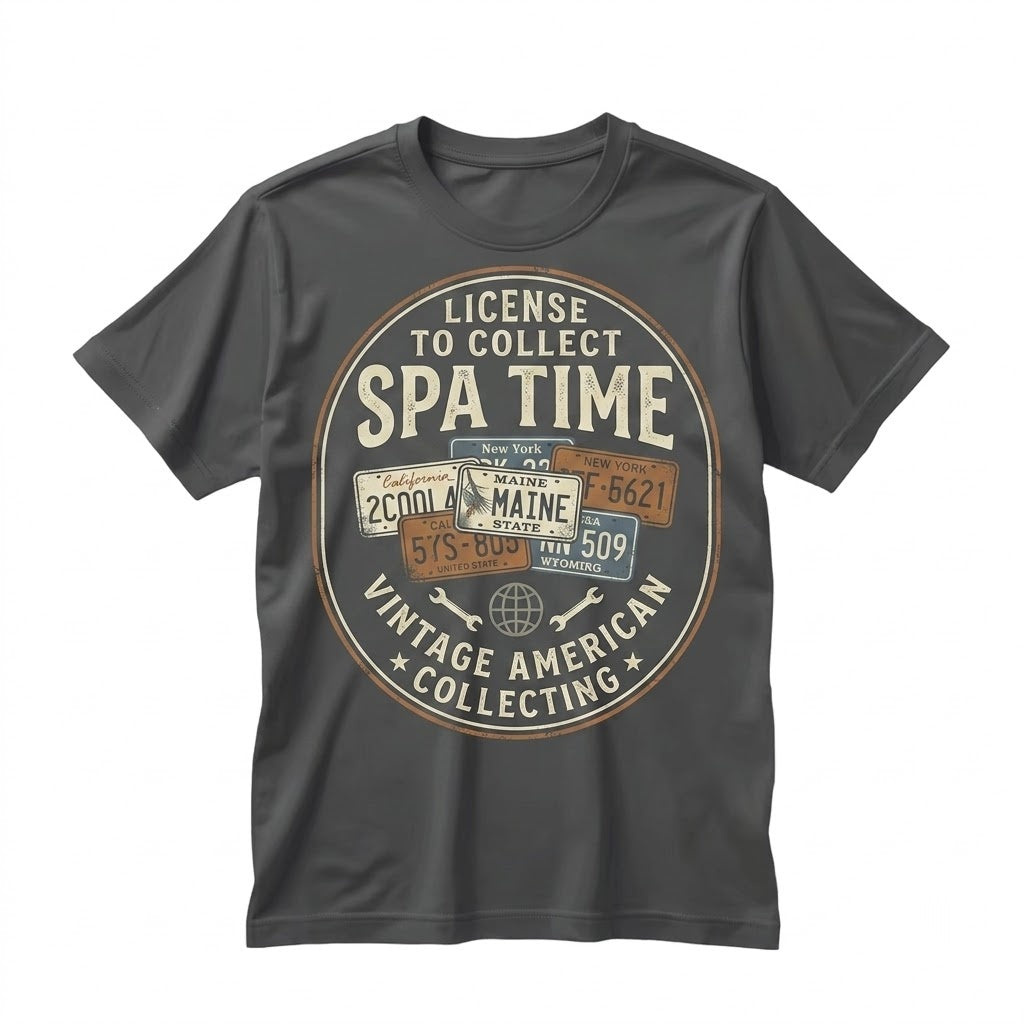 Vintage License Plate Graphic Retro Automobilia Road Trip Car Hobbyist Apparel Unisex TShirt