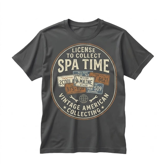 Vintage License Plate Graphic Retro Automobilia Road Trip Car Hobbyist Apparel Unisex TShirt