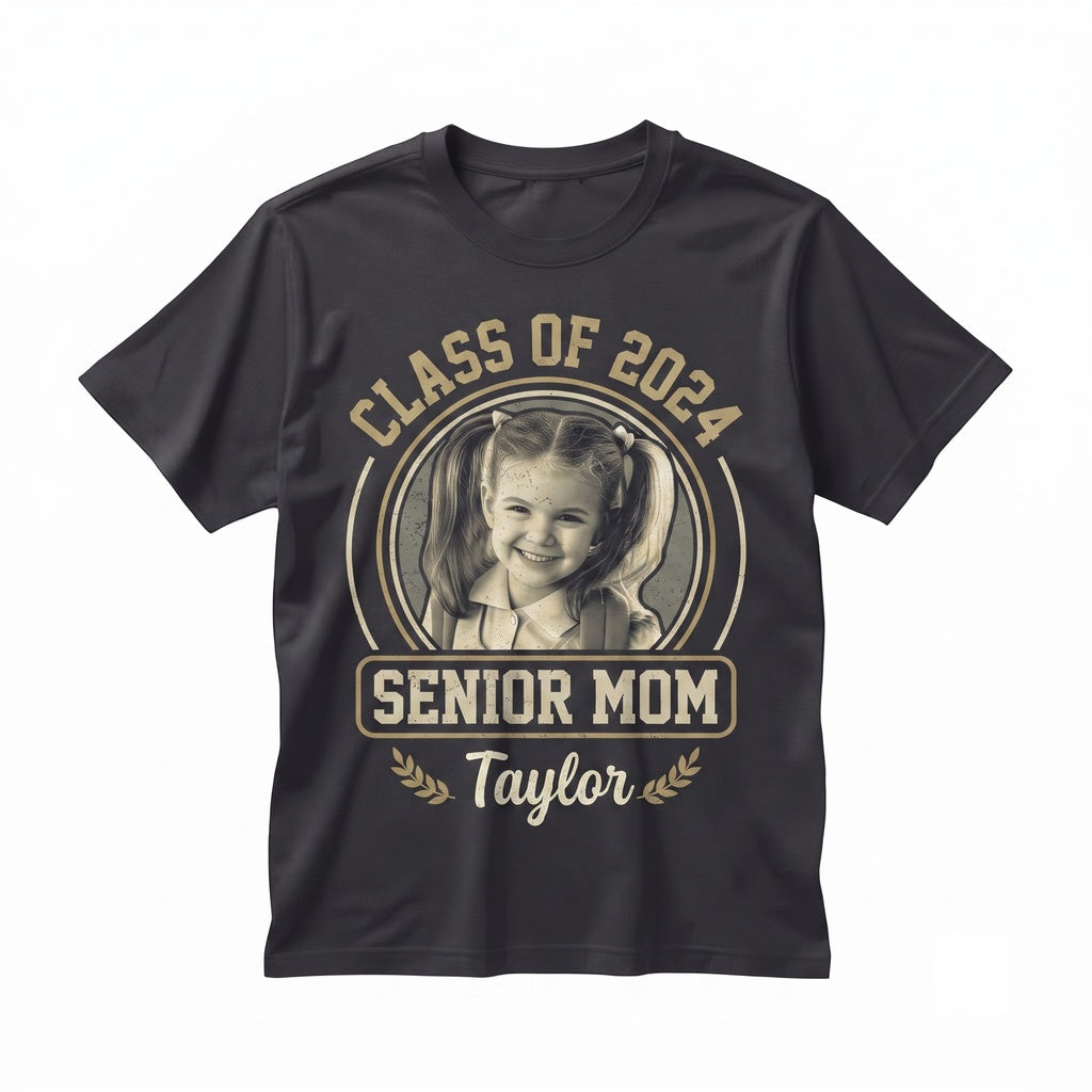 Custom Picture Class of 2027 Graduate Mom Dad Apparel Proud Family Present Unisex TShirt