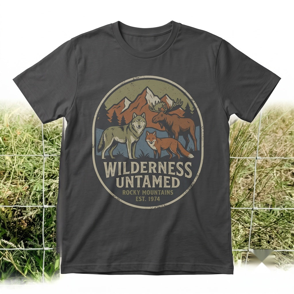Vintage Woodland Forest Animals Graphic Top, Rustic Wilderness Nature Apparel Gift, Unisex TShirt