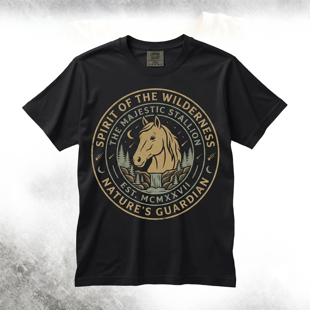Vintage Mystic Horse Graphic Moonlight Fantasy Celestial Night Sky Animal Gift Unisex TShirt