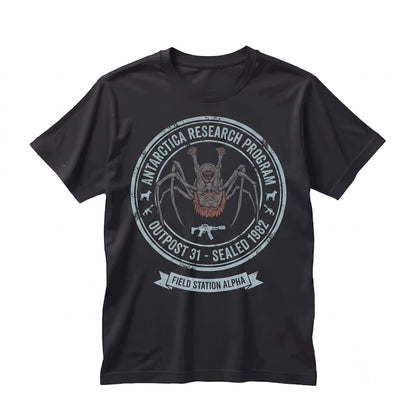 Retro 80s Sci-Fi Horror Movie Outpost 31 Spider Head Creature Graphic Unisex TShirt