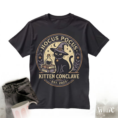 Spooky Witch Black Cat Graphic Potion Book Magic Halloween Autumn Gift Unisex TShirt