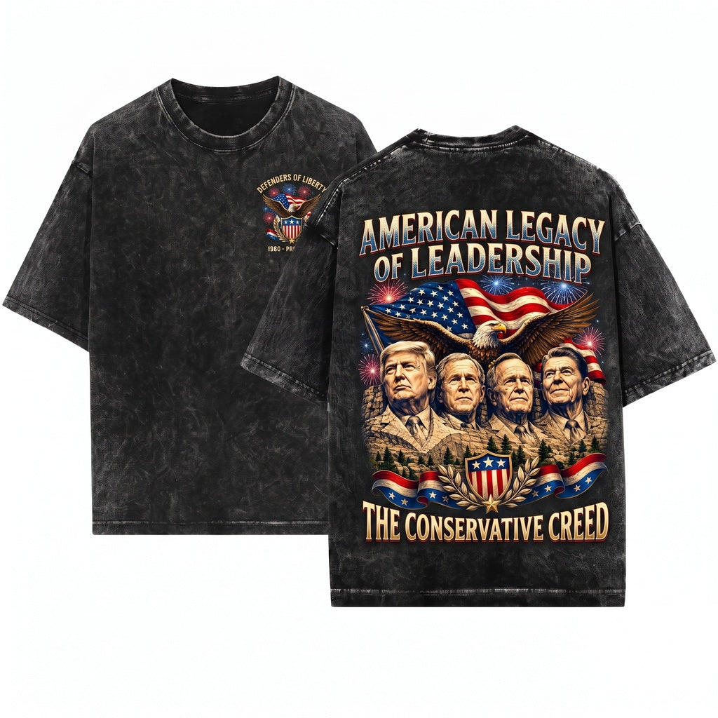 American Presidents Mount Rushmore Eagle Flag Patriotic Apparel Unisex Wash T-Shirt