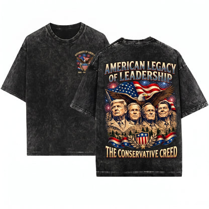American Presidents Mount Rushmore Eagle Flag Patriotic Apparel Unisex Wash T-Shirt