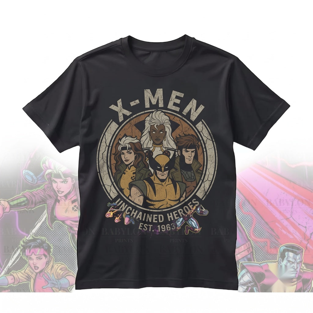 Vintage 1990s Comic Mutant Graphic Wolverine Cyclops Nightcrawler Rogue Superhero Oversized Unisex TShirt