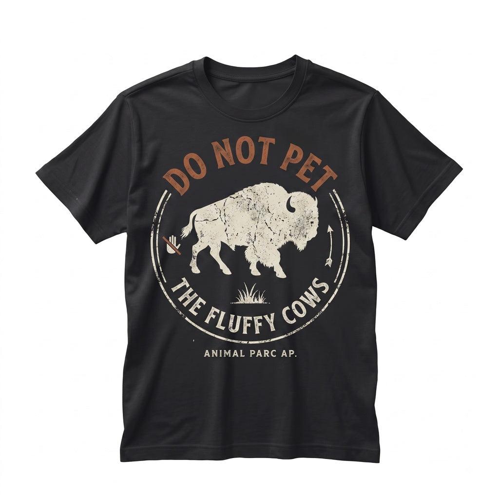 Vintage Bison Cowboy Graphic Funny Do Not Pet The Fluffy Cows Farmer Owner Gift Unisex TShirt