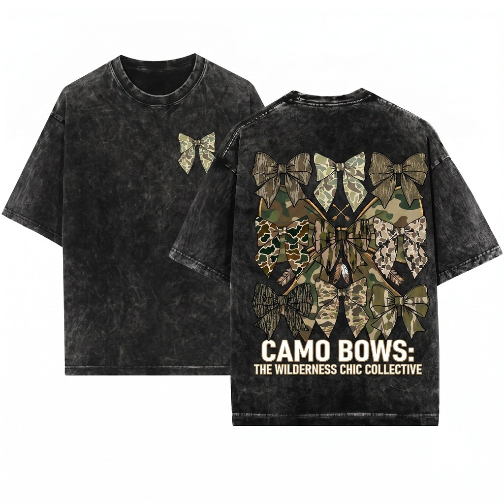 Women Coquette Camouflage Bow Duck Hunting Outdoor Lover Gift Unisex Wash T-Shirt