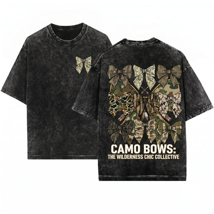 Women Coquette Camouflage Bow Duck Hunting Outdoor Lover Gift Unisex Wash T-Shirt