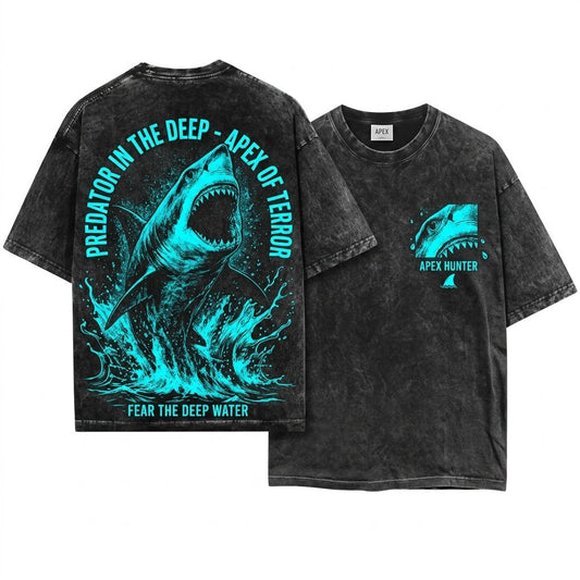 Vintage Great White Shark Attack Graphic Ocean Marine Life Beach Gift Unisex Wash T-Shirt