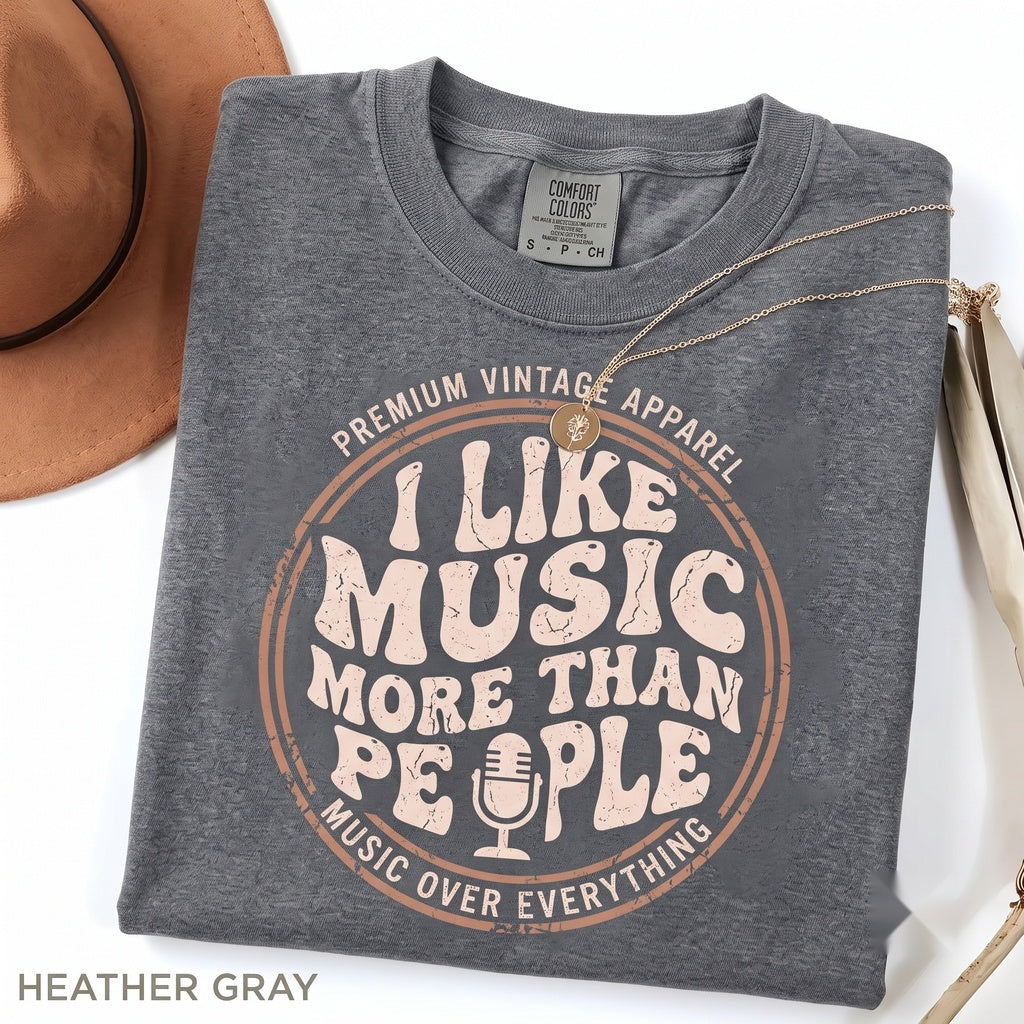 I Like Music More Than People Funny Introvert Audiophile Graphic Novelty Apparel Unisex TShirt