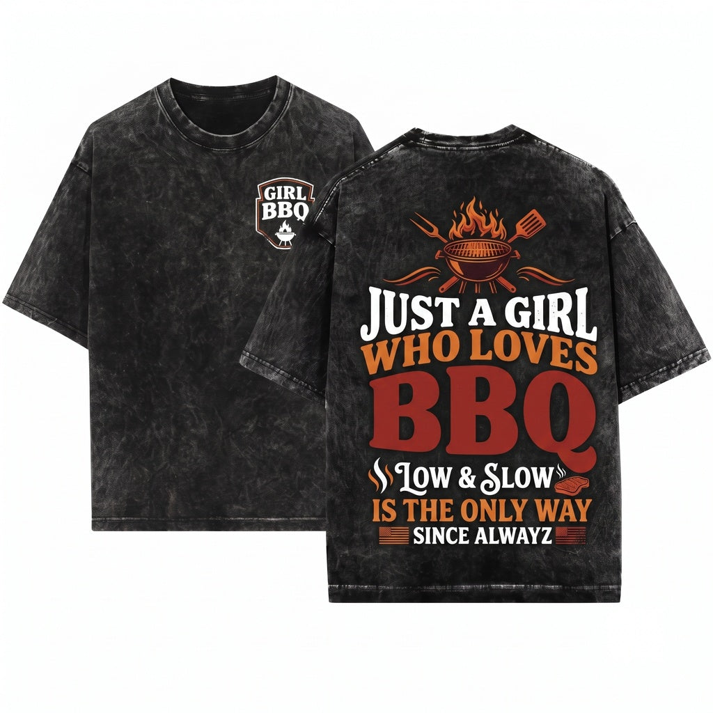 Just A Girl Who Loves BBQ Barbecue Grilling Pitmaster Smoker Cookout Gift Unisex Wash T-Shirt