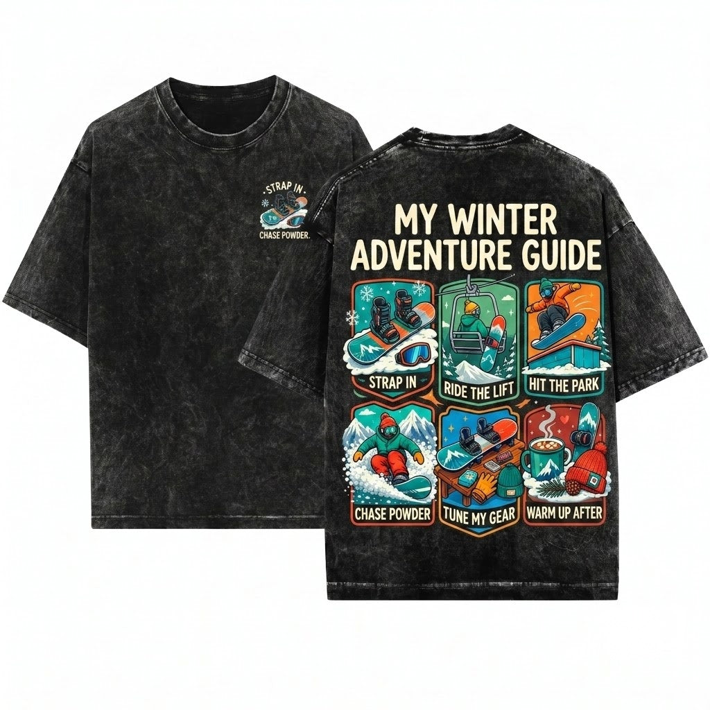 Funny Snowboarder Winter Sports Enthusiasts Mountain Graphic Unisex Wash T-Shirt