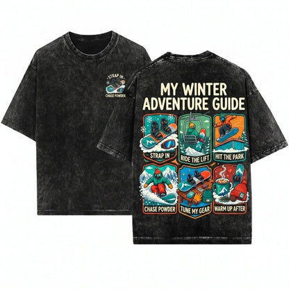 Funny Snowboarder Winter Sports Enthusiasts Mountain Graphic Unisex Wash T-Shirt