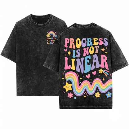Inspirational Teacher Rainbow Graphic Every Step Forward Matters Positive Growth Mindset Classroom Gift Unisex Wash T-Shirt