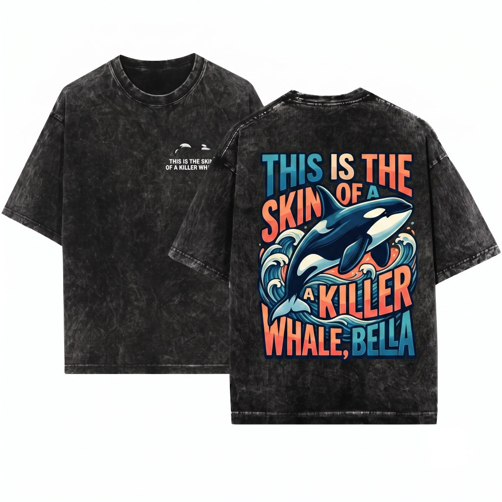 This Is the Skin of a Killer Whale Bella Embroidered Funny Twilight Parody Graphic Unisex Wash T-Shirt