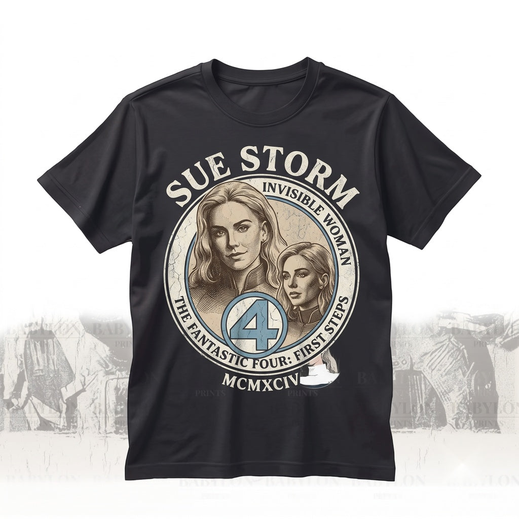 Sue Storm Invisible Woman First Steps Comic Superhero Graphic Oversized Unisex TShirt
