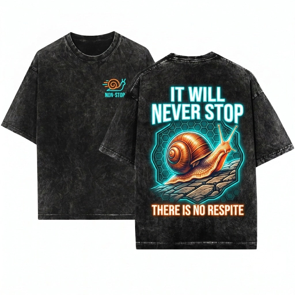 Vintage It Will Never Stop Japanese Snail Graphic Unisex Wash T-Shirt