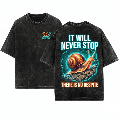 Vintage It Will Never Stop Japanese Snail Graphic Unisex Wash T-Shirt