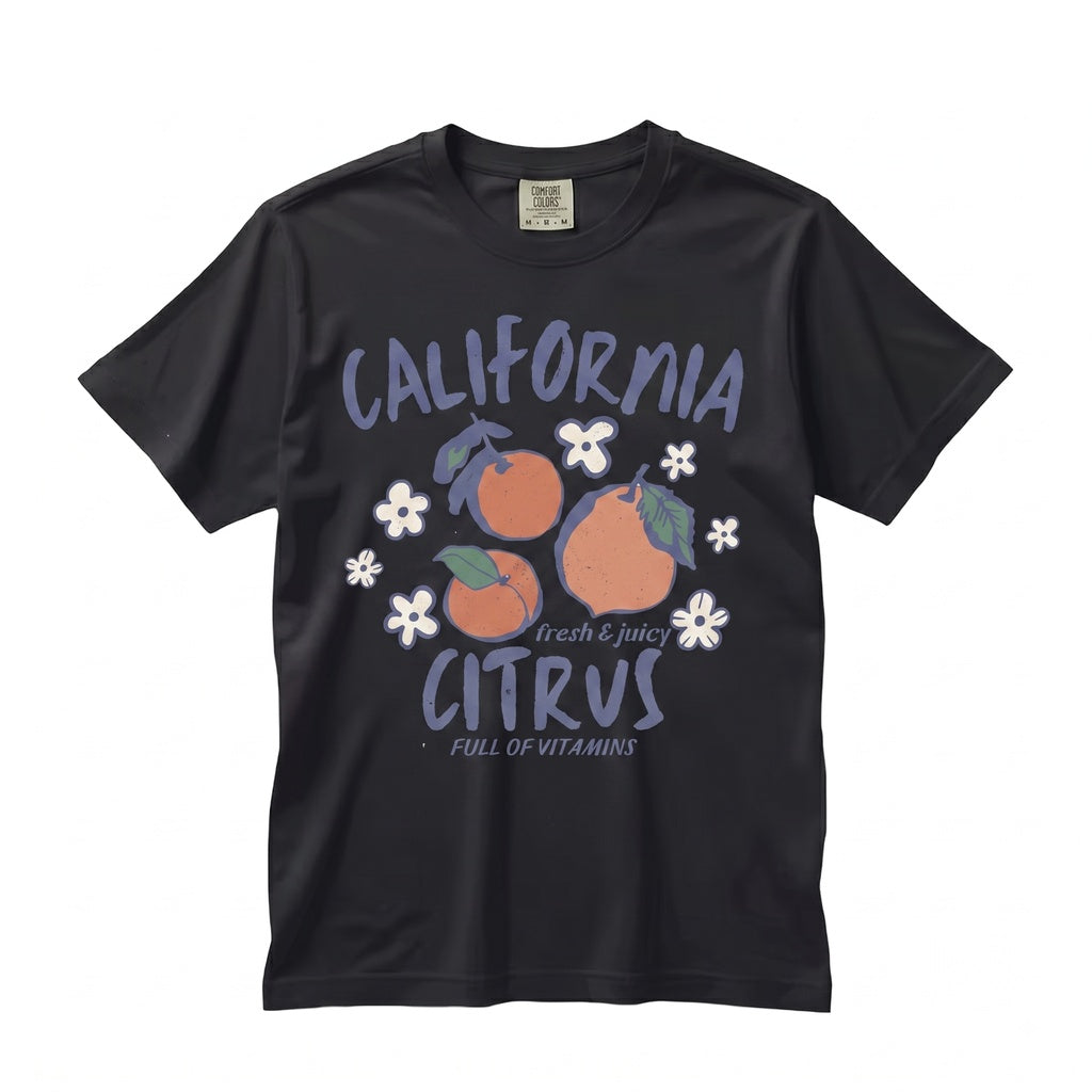 California Citrus Lemon Orange Graphic Fruit Print Retro Summer Apparel Unisex TShirt