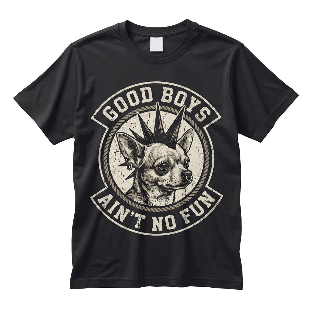 Good Boys Aint No Fun Funny Dog Punk Grunge Retro 80s 90s Vintage Witchy Goth Emo Graphic Unisex TShirt