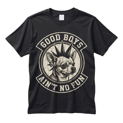 Good Boys Aint No Fun Funny Dog Punk Grunge Retro 80s 90s Vintage Witchy Goth Emo Graphic Unisex TShirt