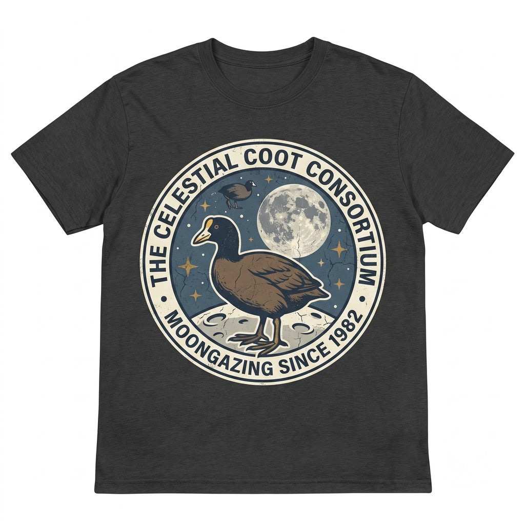 Three American Coot Moon Funny 90s Vintage Retro Water Bird Ironic Parody Aesthetic Gift Unisex TShirt