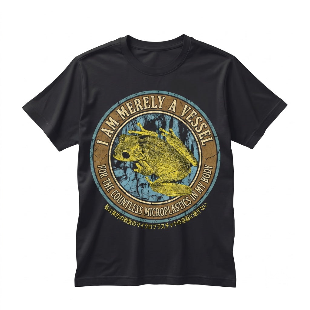 I Am Merely A Vessel Funny Vintage Japanese Frog Graphic Humor Cotton Top Unisex TShirt