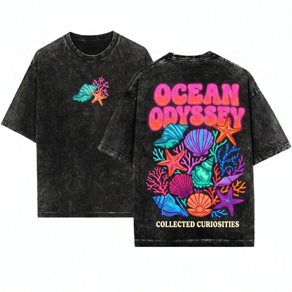 Seashell Ocean Lover Beach Summer Vacation Graphic Womens Unisex Wash T-Shirt