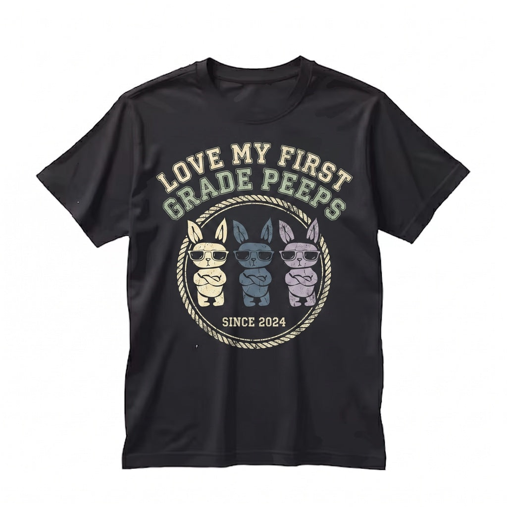 I Love My 1st Grade Marshmallow Chicks Happy Easter Bunny Cute Teacher Spring Apparel, Funny Holiday Graphic Present Unisex TShirt