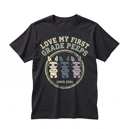 I Love My 1st Grade Marshmallow Chicks Happy Easter Bunny Cute Teacher Spring Apparel, Funny Holiday Graphic Present Unisex TShirt