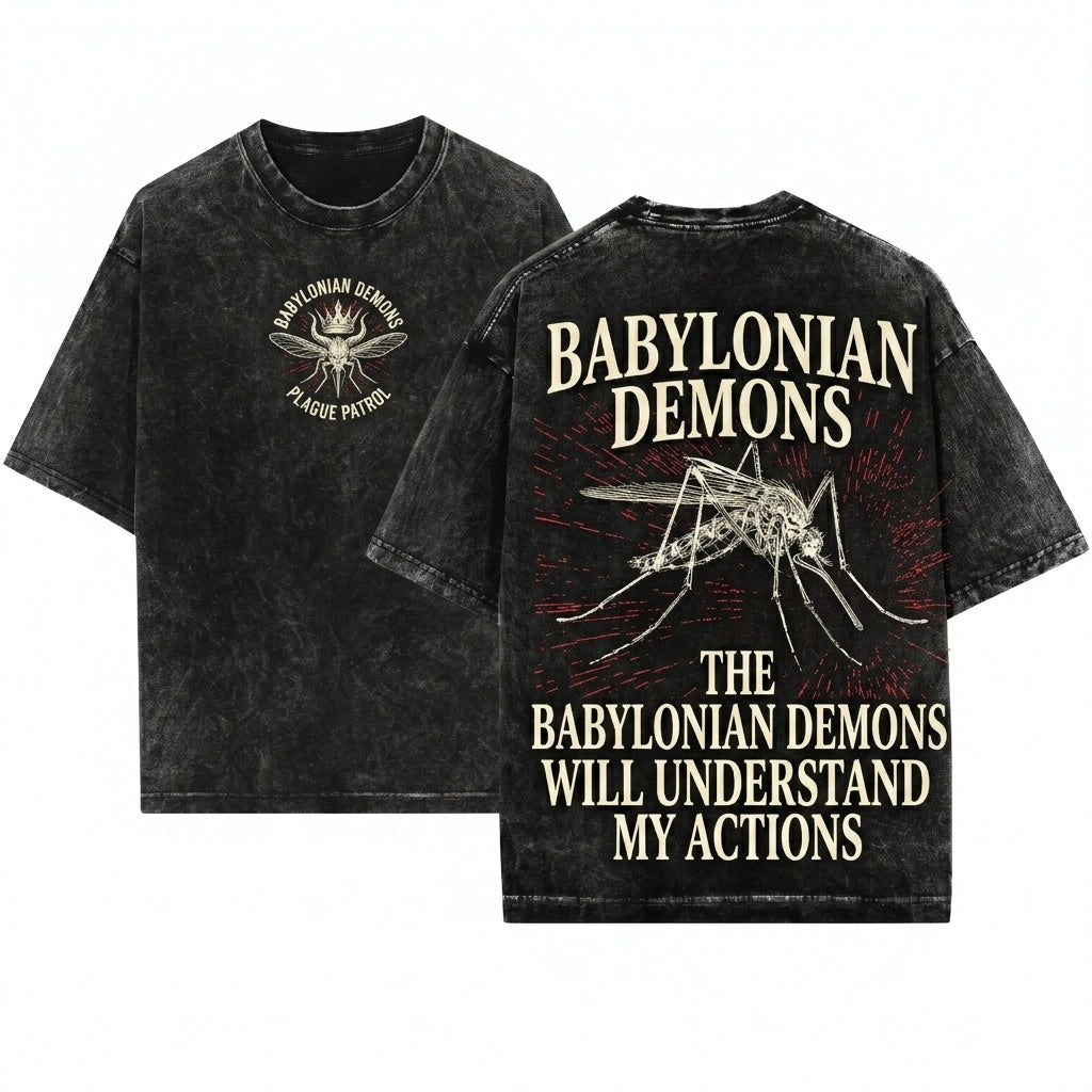 Funny Vintage Japanese Mosquito Ionian Demon Graphic Unisex Wash T-Shirt