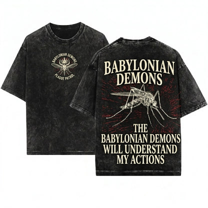 Funny Vintage Japanese Mosquito Ionian Demon Graphic Unisex Wash T-Shirt