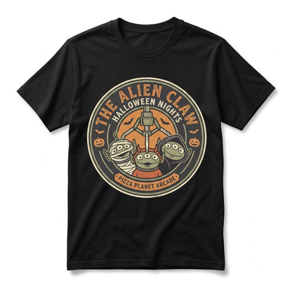 Retro Green Aliens The Claw Space Arcade Halloween Spooky Season Theme Park Unisex TShirt