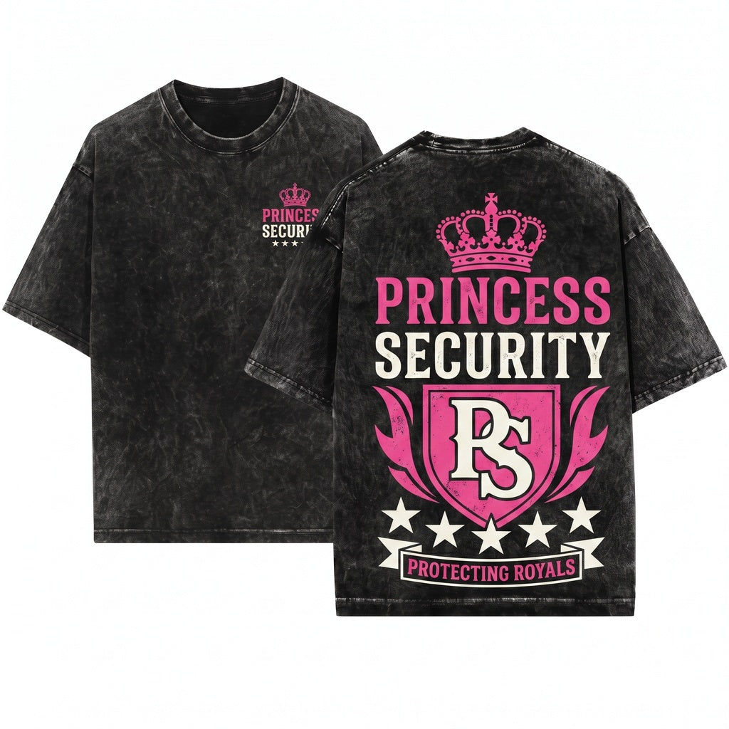 Funny Princess Security Dad Birthday Party Gift Unisex Wash T-Shirt