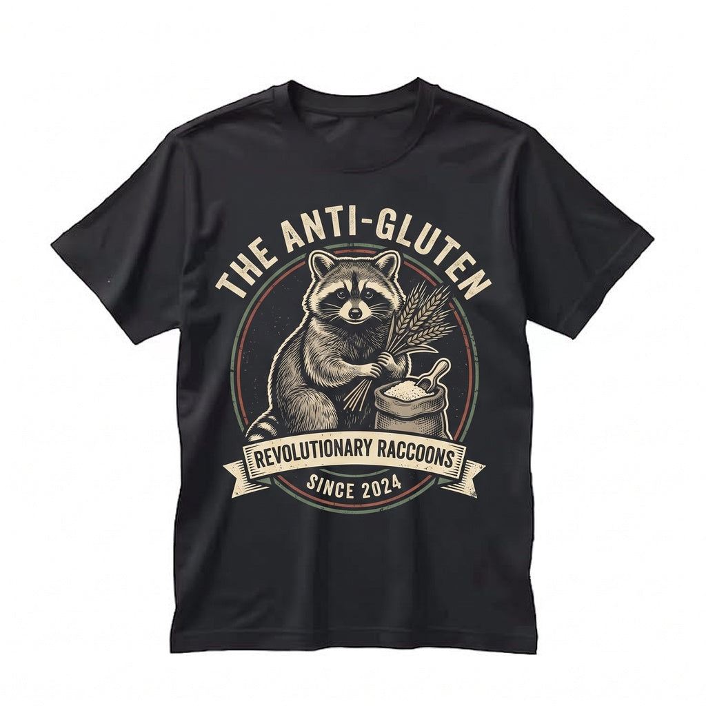 I Refuse To Tolerate Gluten Raccoon Funny Celiac Awareness Graphic Apparel Unisex TShirt