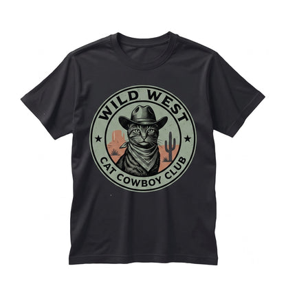 Wild West Cat Graphic Vintage Funny Cowboy Western Feline Apparel Unisex TShirt