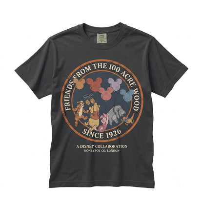Vintage Classic Pooh Bear and Friends Signatures Magic Park Vacation Graphic Print Unisex TShirt