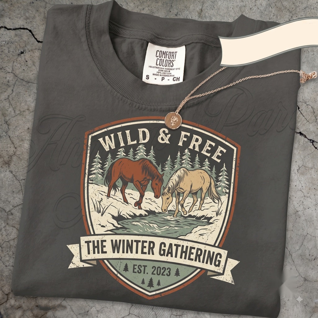 Wild Horses Vintage Western Graphic Cowboy Country Rustic Ranch Equestrian Gift Unisex TShirt